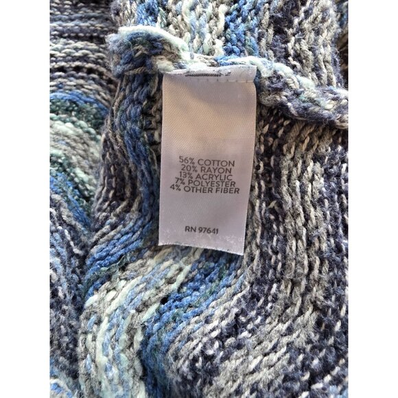 J Jill Womens Blue & Green Wave Pattern Knit Sweater Pullover Size M - Picture 7 of 9